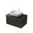 30" Bathroom Vanity&Sink, Wall-Mounted Floating Plywood Storage Cabinet, Twill Double Doors With Metal Trim, Marble Pattern Rectangle Ceramic Vessel Basin&Black Sintered Stone Top, Black-465914934-465914928