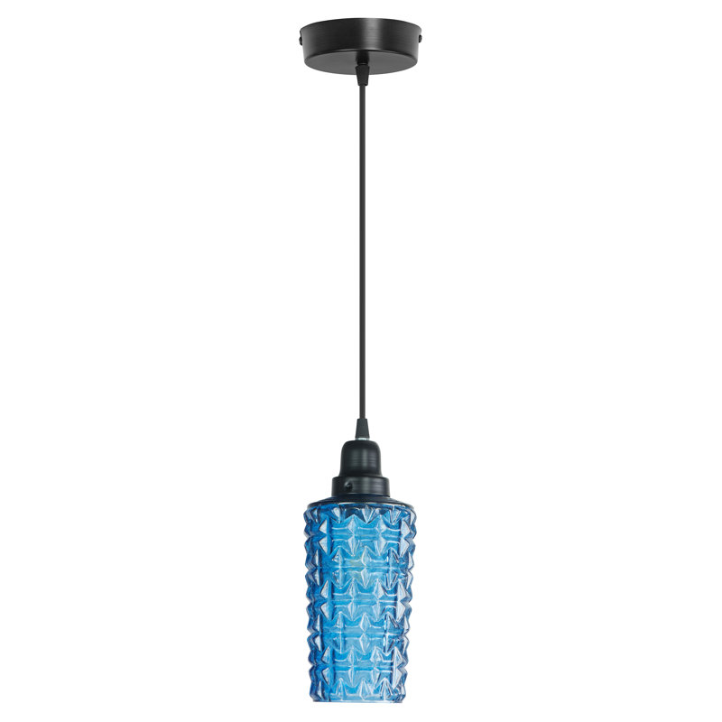 4.75"W Blountsville Textured Glass Pendant, Blue