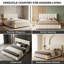 EU Double & King Size Velvet Ottoman Bed With Motion Sensor LED Lights, Upholstered Cloud Tufted Frame, Beige -1191402636