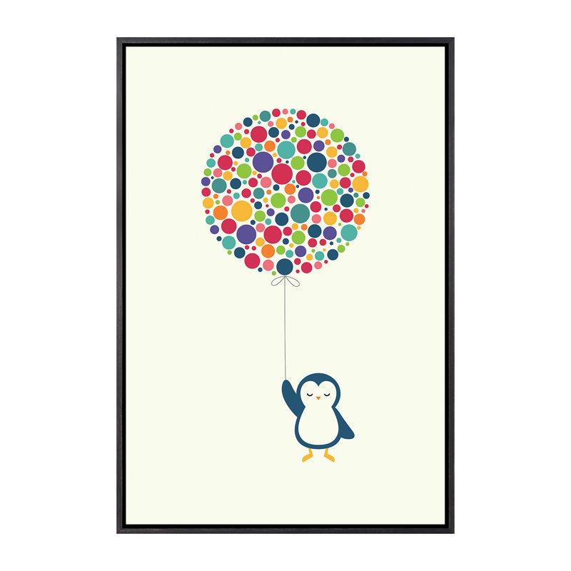 «Float in the Air» par Andy Westface - impression d'art graphique, H 26 po x l 18 po x 1,5 po, Toile avec cadre noir patiné