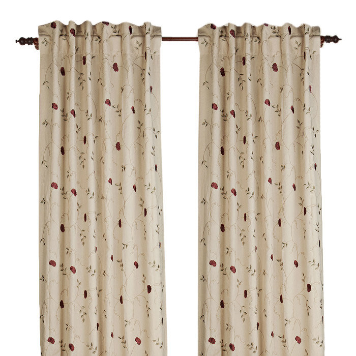 Rhythm Cotton Blend Semi Sheer Curtain Single Panel, 50" W x 108" L, Ivory