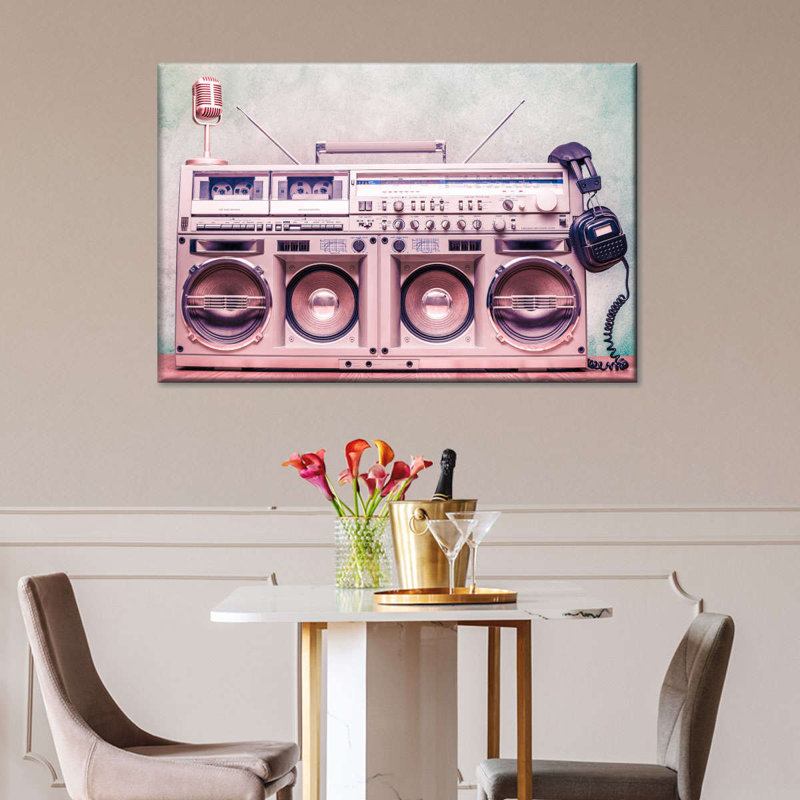 Boombox rétro sur toile, H 26 po x l 39 po x P 1,25 po