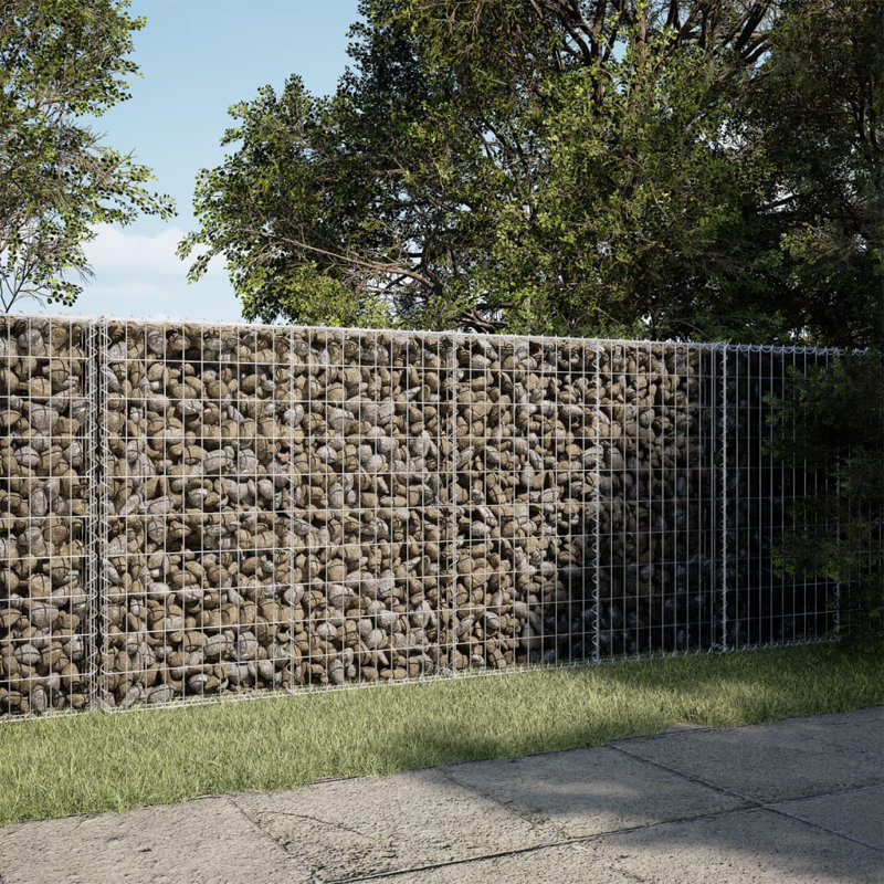 Large Silver Galvanized Iron Outdoor Gabion Basket with Cover