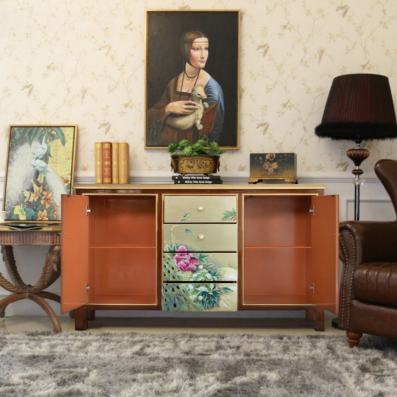 Hand-Painted Porch Cabinets Accent Cabinet