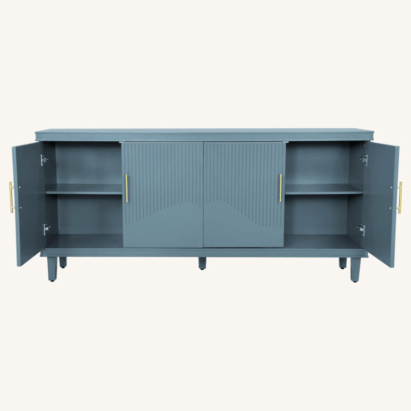 Armoire à 4 portes, identique au salon, à la cuisine, à la chambre à coucher et au couloir, Bleu