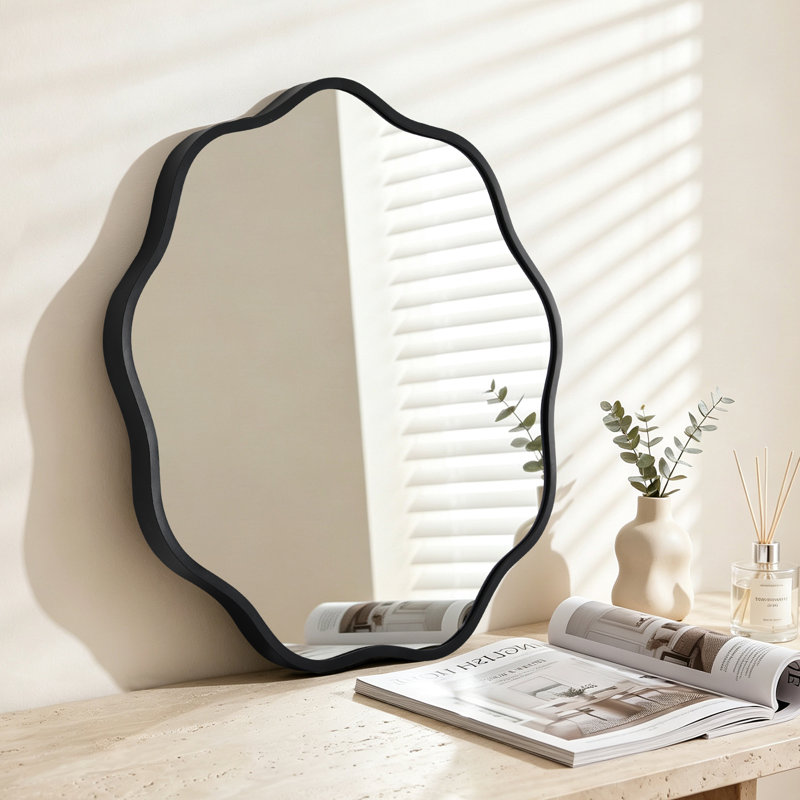 Miroir rond en aluminium, Noir, 20 po x 20 po