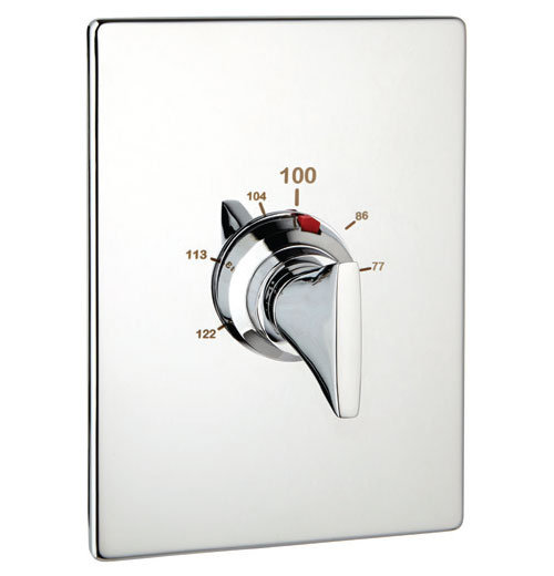 Thermostat rectangulaire complet avec valve, Chrome poli, 0,5 po