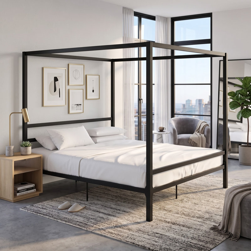 Mifflinville Canopy Bed, King, Black