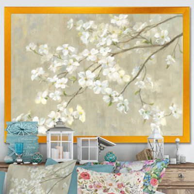 «Dogwood in Spring Neutral», reproduction sur toile encadrée