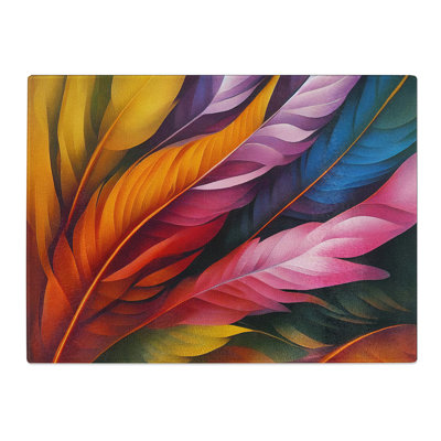 Blessed Bird Feathers  Glass Chopping Board