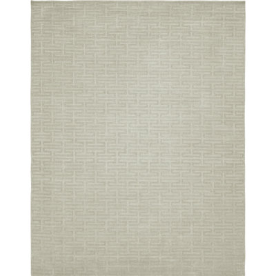 Tapis décoratif gris à motifs géométriques tissé à la main