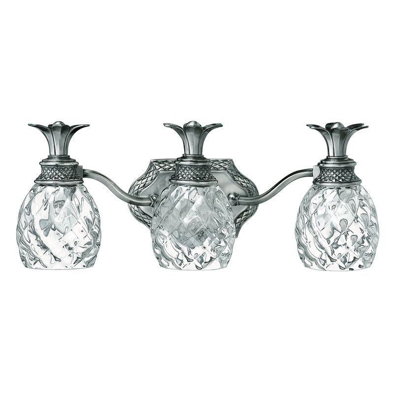 Plantation 3 Light Vanity Light, Polished Antique Nickel