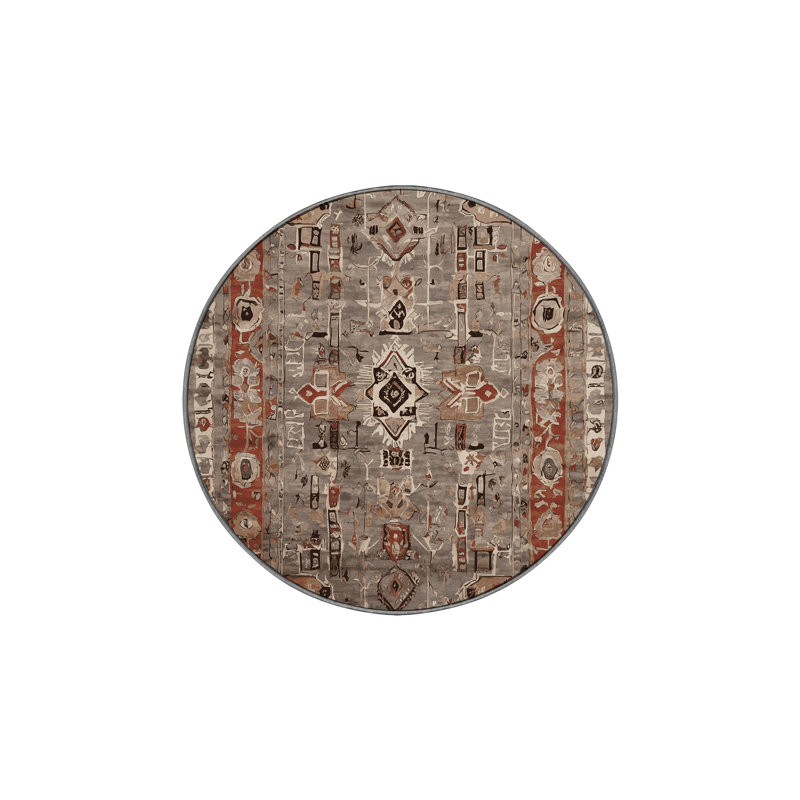 Machine Washable Gray Area Rug, Round 8'