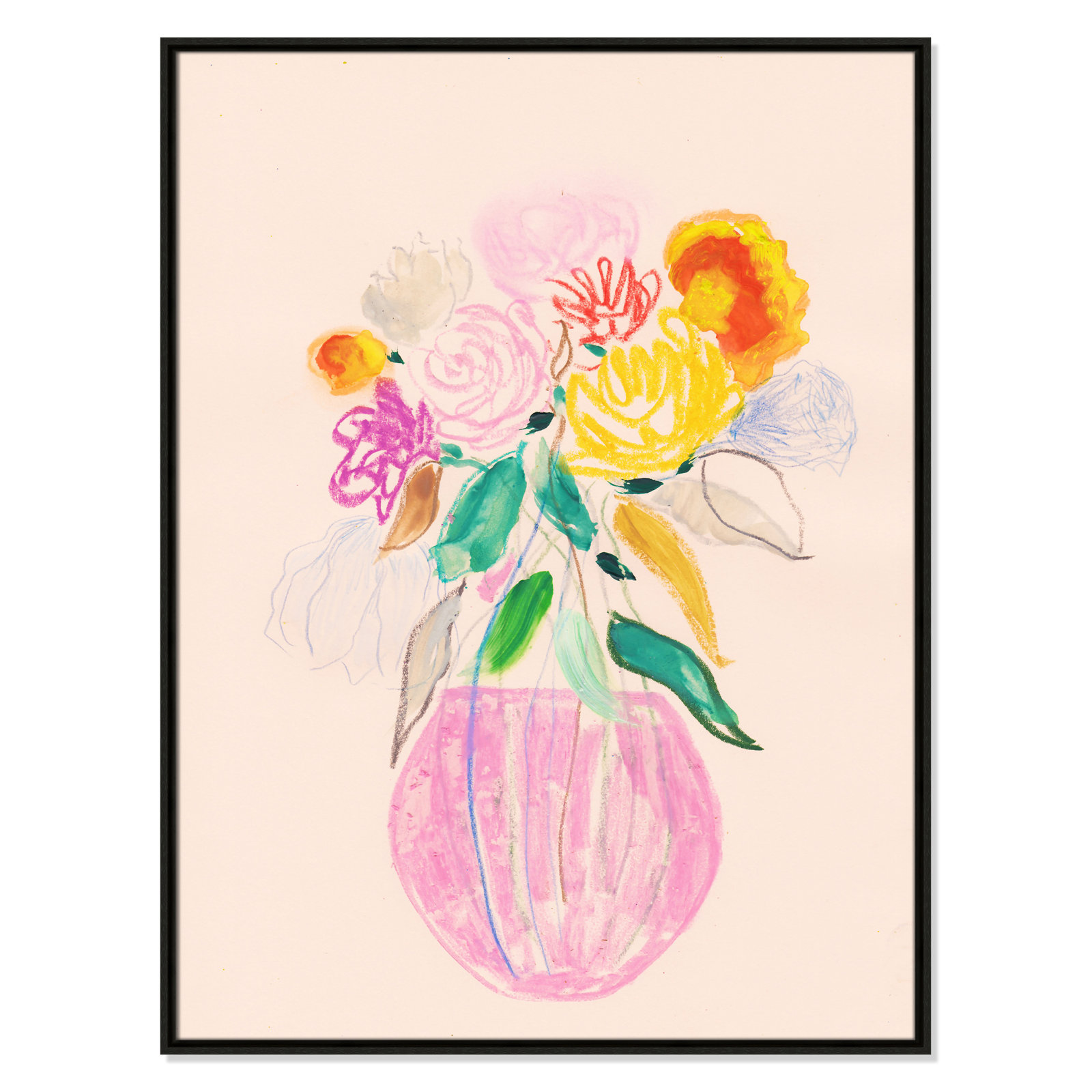 Simple Floral I Print by Bea Dina, Espresso Floater Framed Canvas, No Mat, 41.5" H x 31.5" W x 2" D