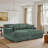 Helton Oversized Upholstered Green Faux Rabbit Fur Flannel Sleeper Sofa Bed Lounge sofa with Armrests & Throw Pillows-478123835