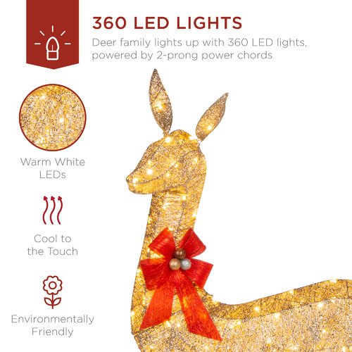 The Holiday Aisle® 3 Piece Christmas Deer Light Display Set & Reviews ...