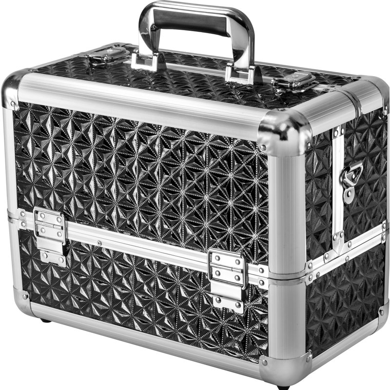 Black and Silver Aluminum Crushproof Makeup Case