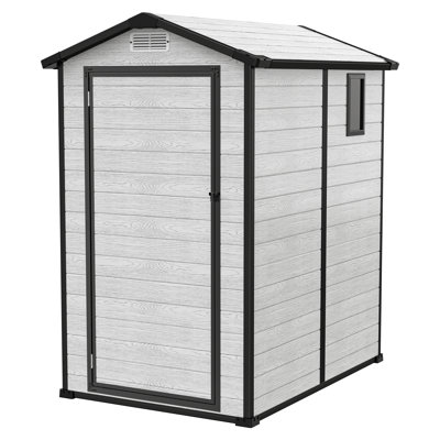 4.2 ft. W x 5.7 ft. D Durable Resin Outdoor Storage Shed With Floor and Window for Garden Patio Furniture and Tools, Grey