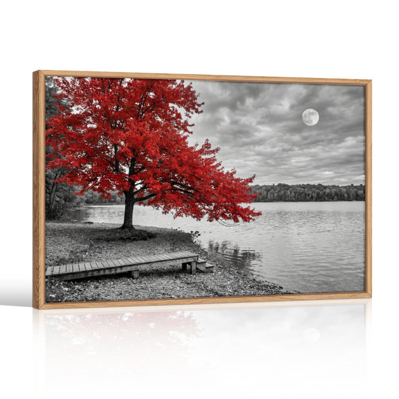 Ensemble de 1 tableau sur toile Arbre rouge, 36"H x 48"W, Natural