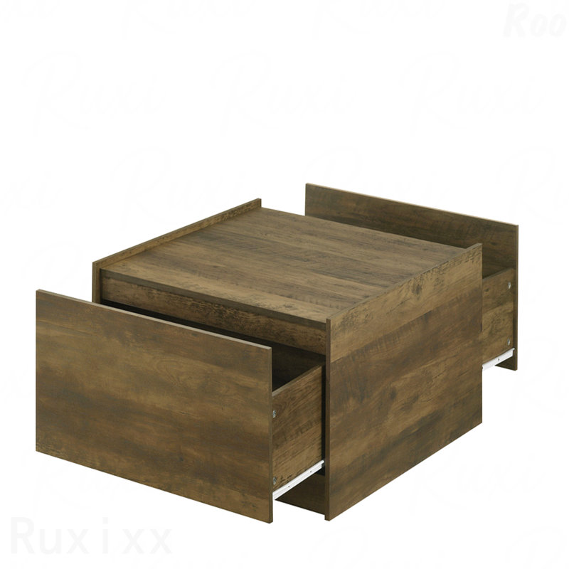 Table basse carrée 31,5 "avec 2 tiroirs en chêne