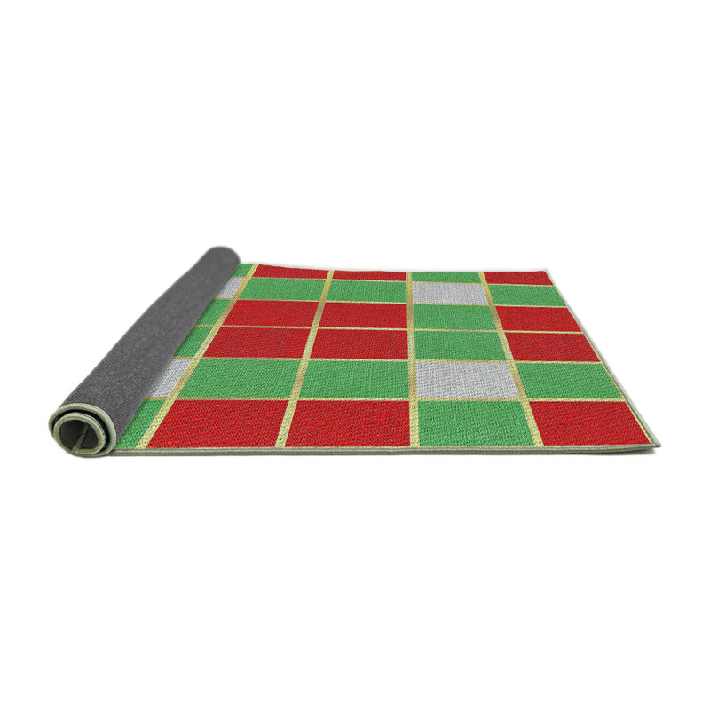 Tapis rouge/bleu marine à motifs, Rond 4 pi