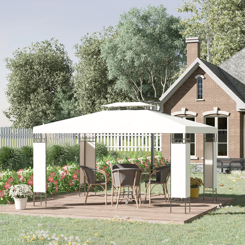 Abri de jardin à double toit avec abri de jardin, Blanc, Noir