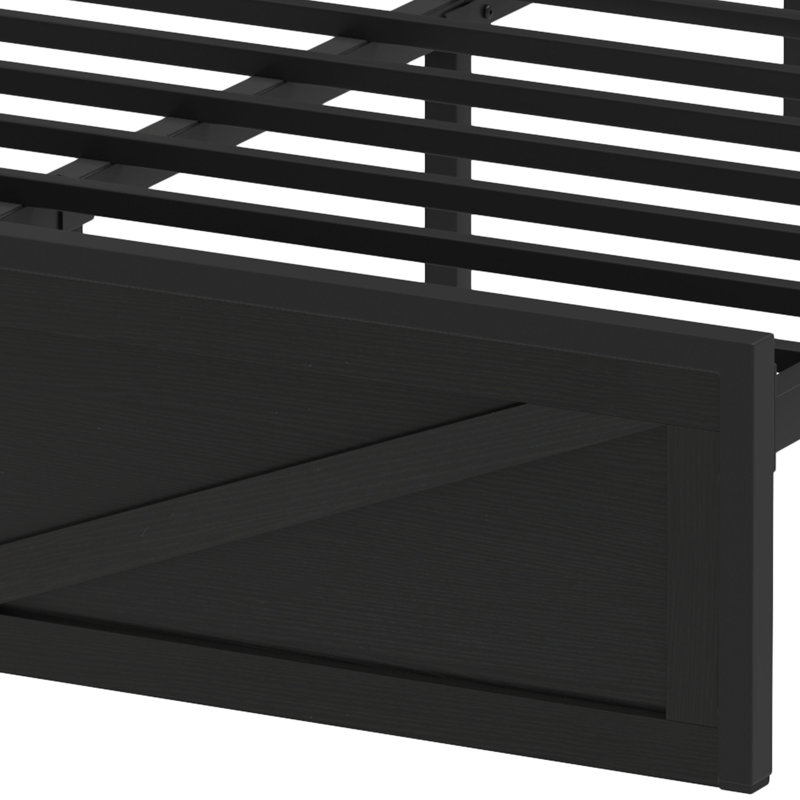 Upholstered Storage Platform Bed, Black, Queen