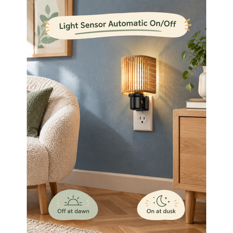 Ce luminaire mural (1 paquet) allie un style bohème et champêtre à un éclairage fonctionnel. Il est équipé d'un capteur de lumière et offre un éclairage chaud de 100 lm à intensité variable, idéal pour les tables de chevet, les chambres, les salles de bain et les couloirs.
