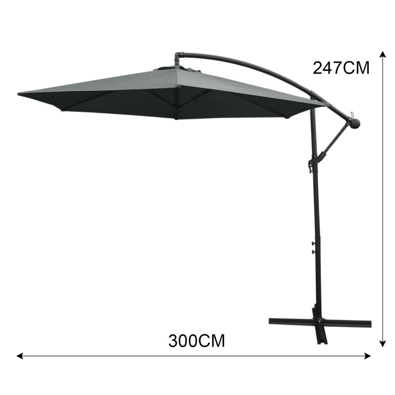 Ernie 300cm Cantilever Parasol, Grey