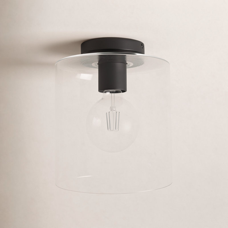 Lydia Glass Semi Flush Mount, Black