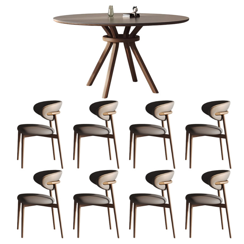 High-end modern practical dining table and chairs, 29.5"H x 59"L x 59"W