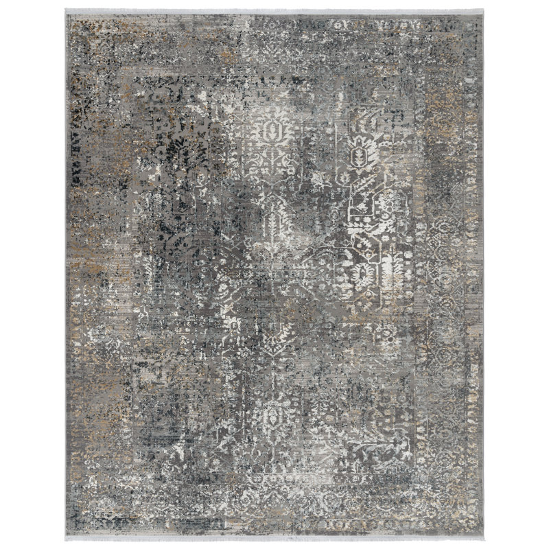 Laiklee Castal Modern Industrial High-Low Acrylic/Viscose Gray Multi Indoor Area Rug, Runner 2'7" x 8'
