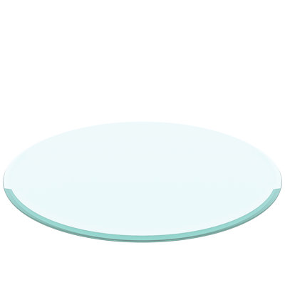 24" Tempered Glass Table Top, 2/5 Inch Thick, Beveled And Smooth Edge, Heat Impact , Ideal For Coffee Dining Tables Round Clear 0.4 Patio Meeting