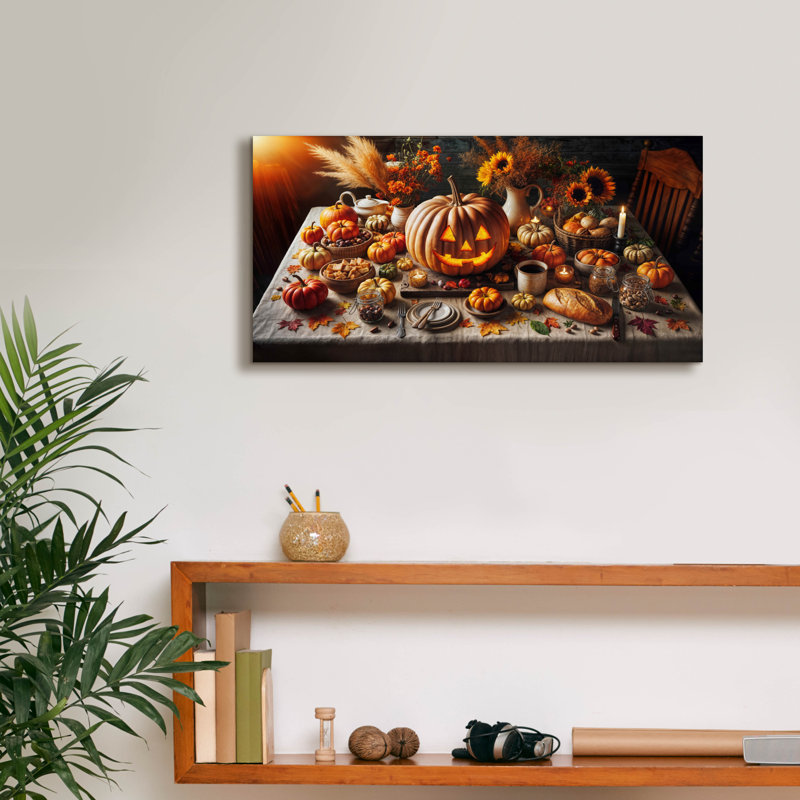  «Jack Of Lantern Still Life» par Rey Klimt, art mural sur toile, 24 po x 12 po, H 12 po x l 24 po