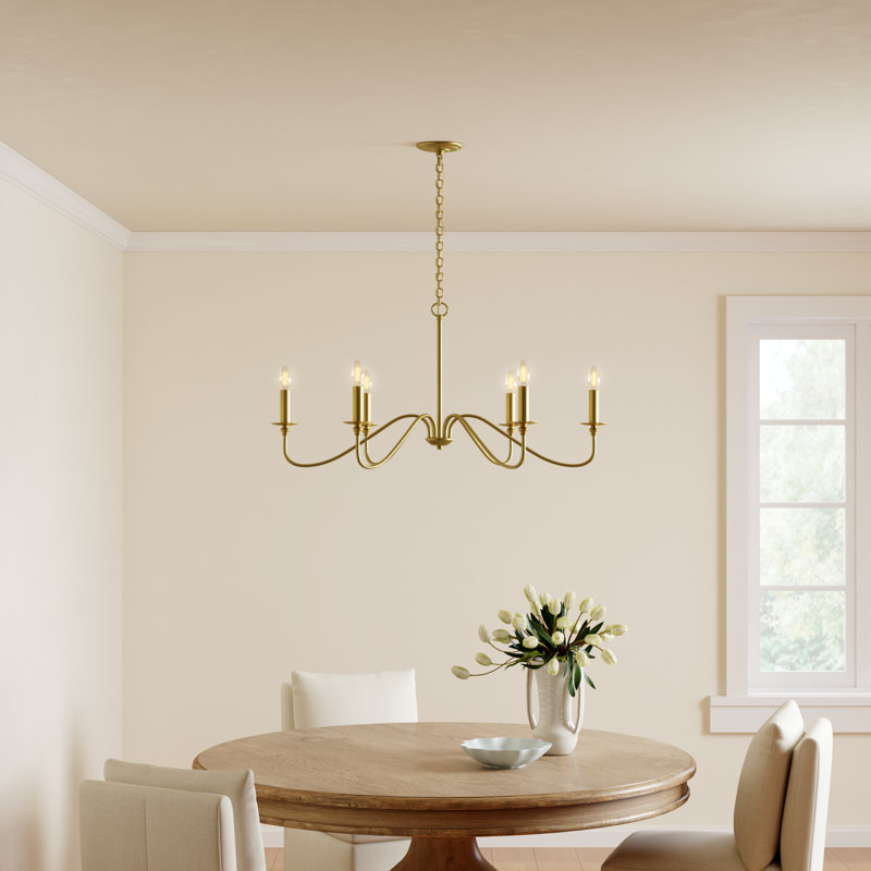 Ableton Iron 6-Light Chandelier, Laiton, H 25 po x l 48 po x P 48 po