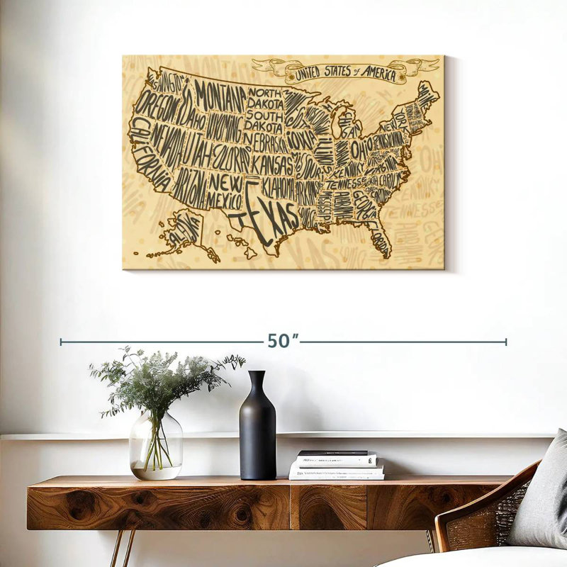 Carte des États-Unis à Aliaz, H 24 po x l 36 po