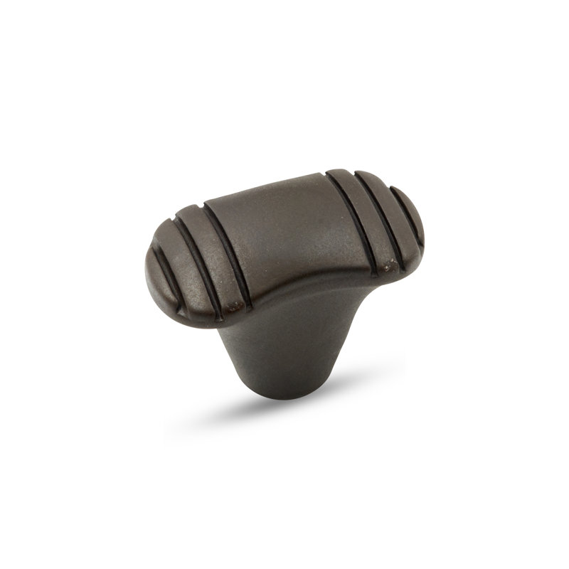 Poignée en T avec crêtes aux extrémités, Bronze huilé, H 0,62 po x l 1 po x P 1,25 po
