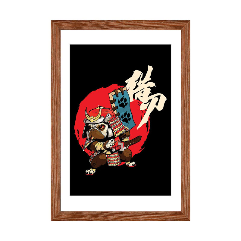 Japon, Japon - Reproduction d'art mural - Papier d'art encadré, Brun, Papier à cadre ouvert avec passe-partout