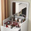 Bureau de coiffeuse compact avec miroir rabattable et tiroirs, miroir de table moderne et élégant, bureau en verre, pièce pratique