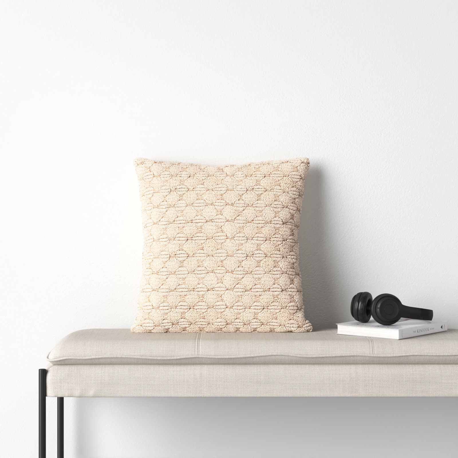 Roya Cotton Throw Pillow, Natural