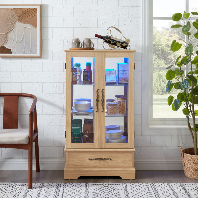 Vitrine lumineuse vitrée avec tablettes réglables - 2 portes