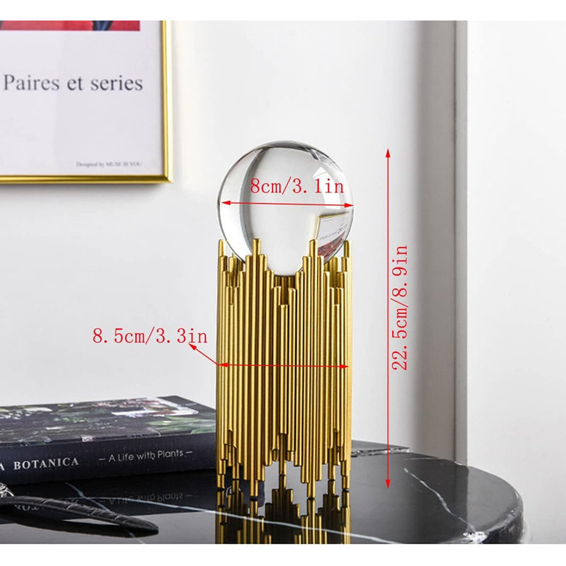 Boule de cristal moderne moderne avec cadre en fer doré