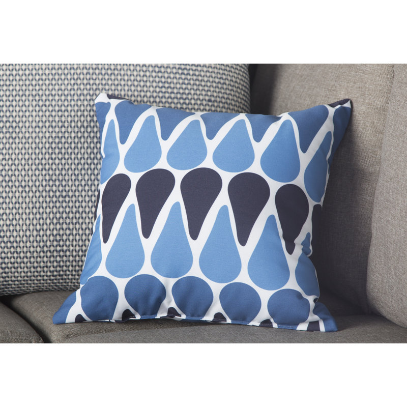 Sail, Sun, & Fun Geometric Outdoor Reversible Throw Pillow, Navy Blue, 16" H x 16" W x 3" D