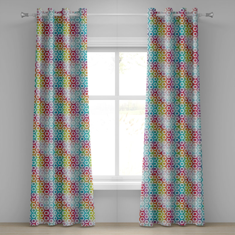 Multicolore, rideaux à œillets décoratifs à 2 panneaux East Urban Home, L 50 po x L 108 po
