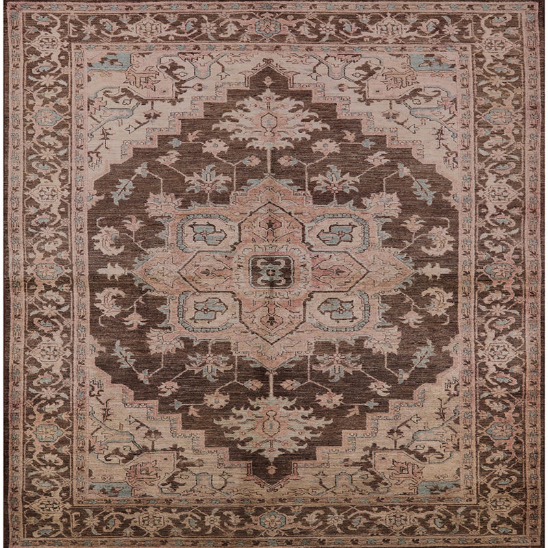 Tapis oriental beige / brun Pavonea, Carré 5 pi