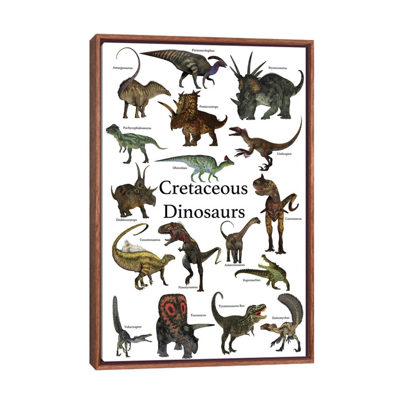Affiche des dinosaures préhistriques pendant la période du Crétacé par Corey Ford - impression d'art graphique, Pas de tapis