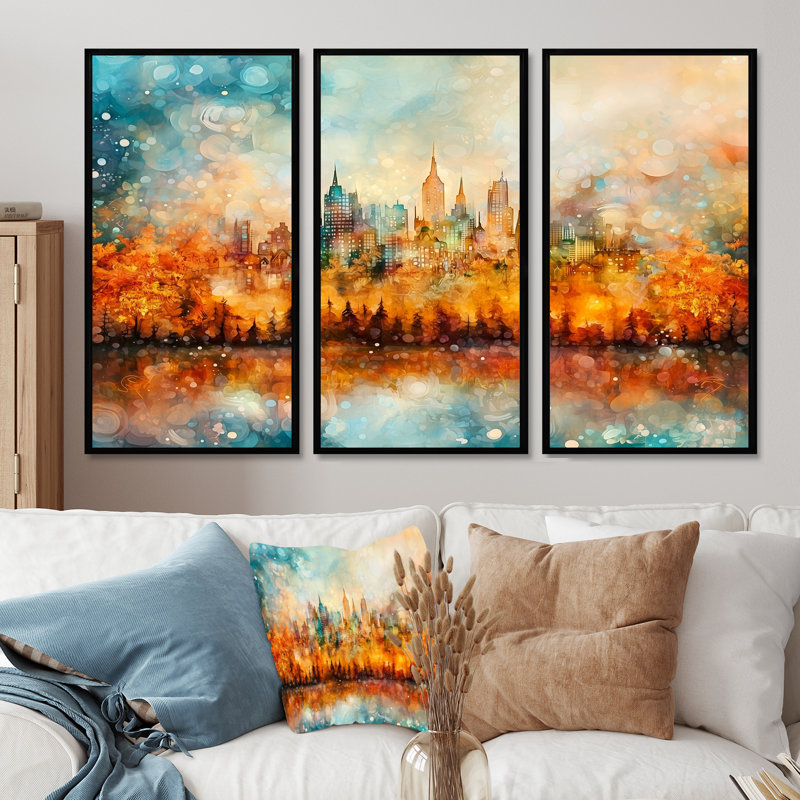 «Modern Evolve New York City Cityscape I», ensemble d'art abstrait mural transitionnel moderne, H 40 po x l 60 po, Black