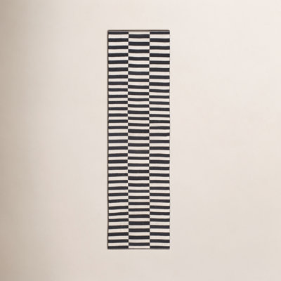 Ilona Ivory Black Striped Cotton Rug