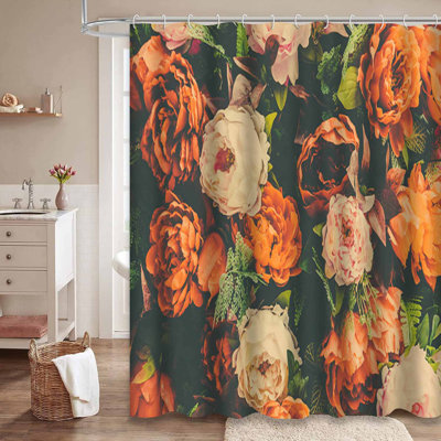 Beautiful Vintage Flower Antique Beauty Bloom Blue Waterproof Shower Curtain with 12 Hooks