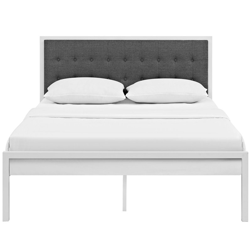 Modway Millie Bed Frame, King, White, Gray